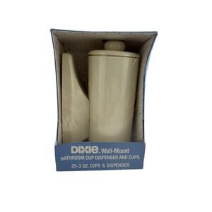 Vintage 1980's Dixie Wall Mount Bathroom Cup Dispenser with 25 3oz Cups